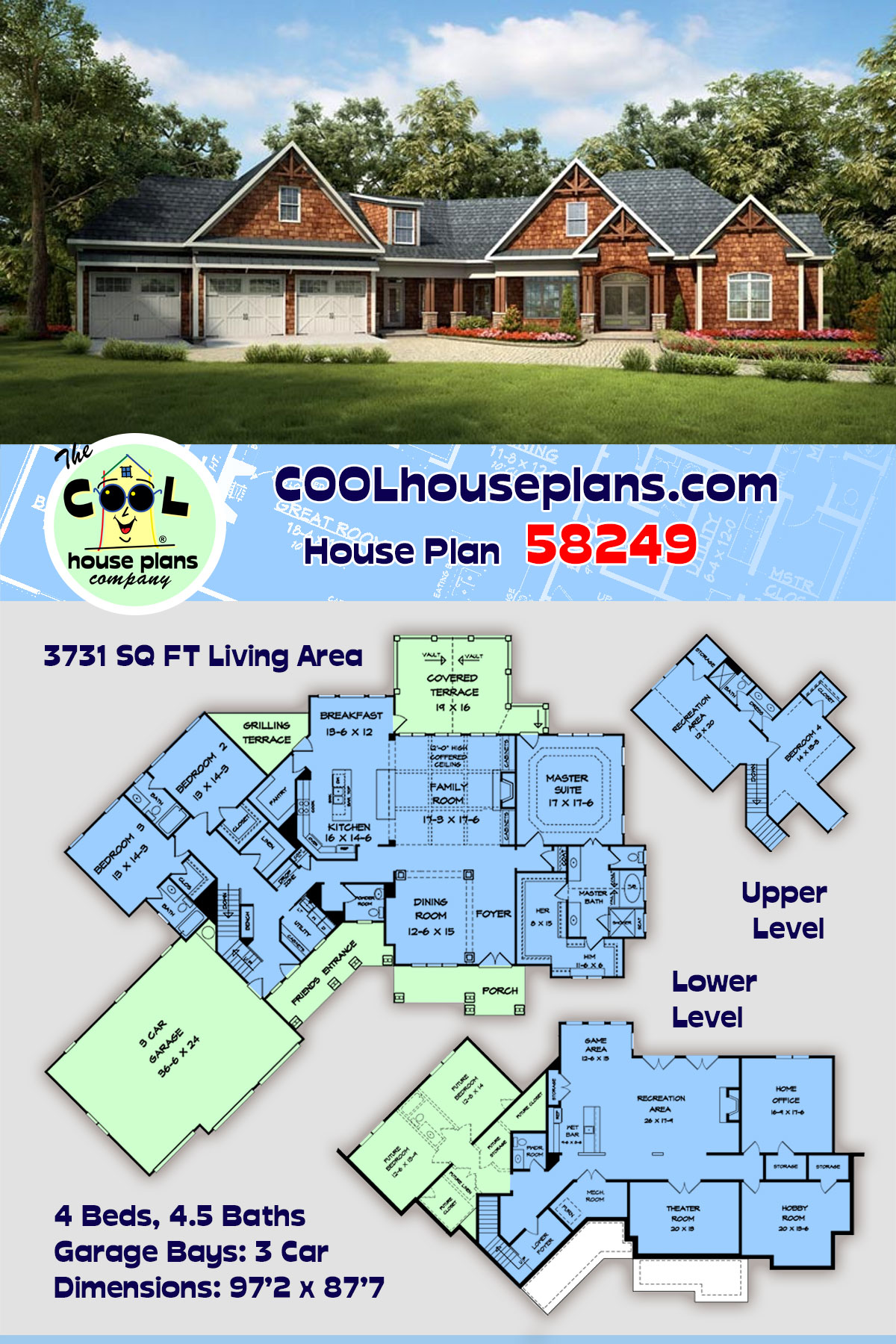House Plan 58249 - Historic Style with 3731 Sq Ft, 4 Bed, 4 Bath,