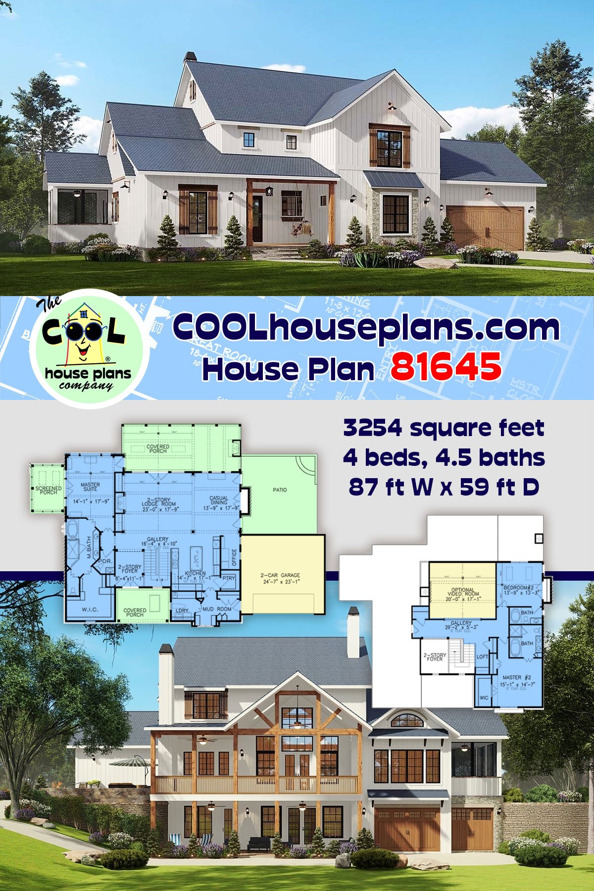 House Plan 81645 - Traditional Style with 3254 Sq Ft, 4 Bed, 4 Ba